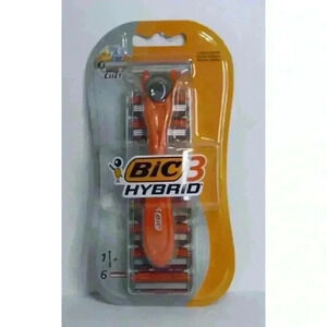 Bic Comfort 3 Hybrid Razor, 1 Handle + 6 Refills New Unopened Package